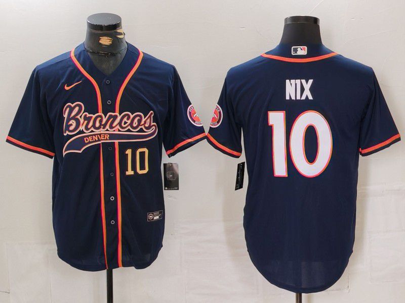 Men Denver Broncos #10 Nix Blue Joint Name 2024 Nike Limited NFL Jersey style 2